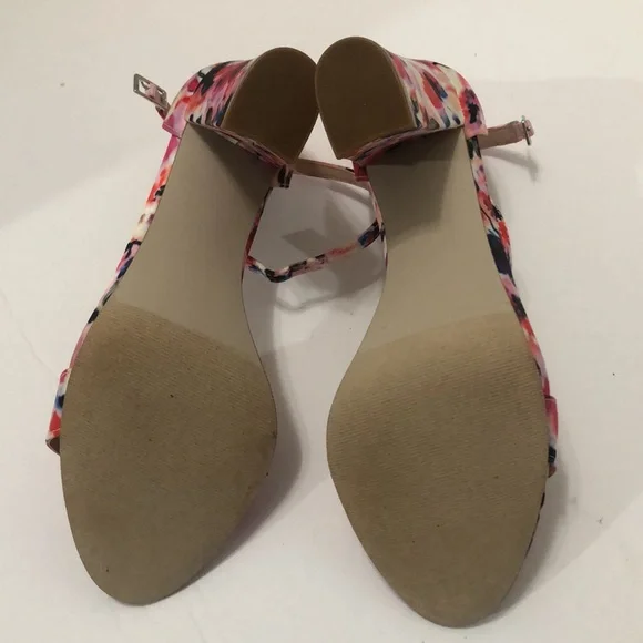 Madden Girl floral heels size 7 ankle strap open toe pink multicolored - Picture 3 of 6